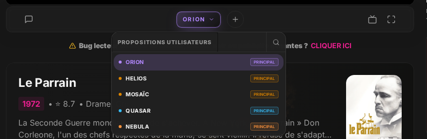 Liste déroulante des lecteurs disponibles